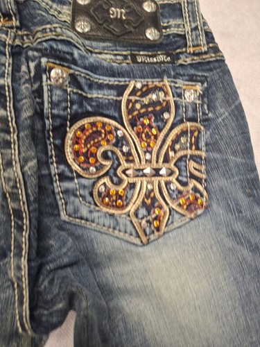 Miss Me Jeans Girls 14 Blue Denim Skinny Embellished Style JK589754 - Picture 12 of 15