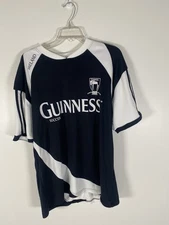 Mens Guinness Ireland Soccer Jersey Shirt Size XL 1759 Black Pub Wear Beer EUC