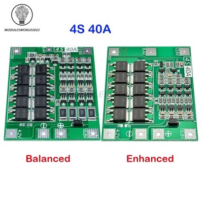 4S 40A Li-ion Lithium PCB BMS 18650 Battery Protection Board Balanced/Enhanced