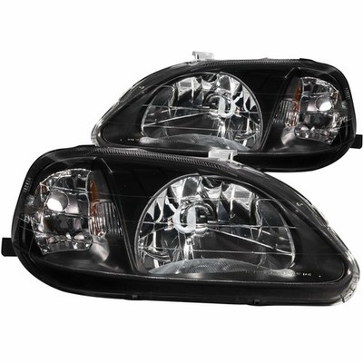 ANZO for 1999-2000 Honda Civic Crystal Headlights Black