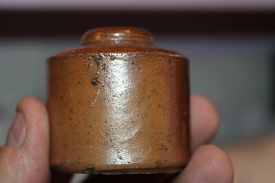 Antique, 2'',, Salt Glazed, Penny Ink, Hand Formed, Ink Bottle, Item# A-4530
