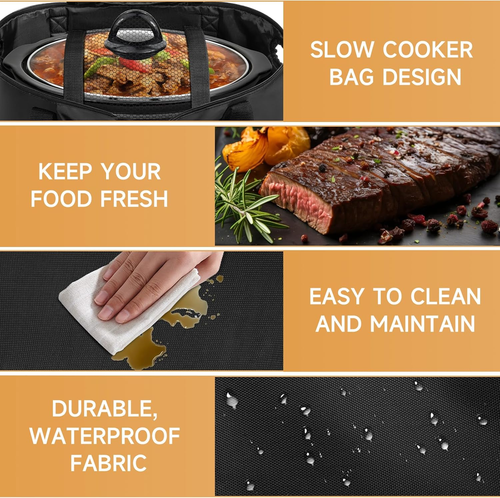 Portable Slow Cooker Travel Bag, Isulated Carrier Case Tote for 4-8 Quart Crock image