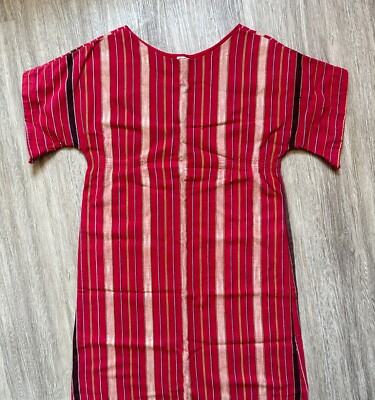 Vintage Thai Cotton Dress Empire Waist A Line Midi Festival Retro Stripe  Kaftan | eBay