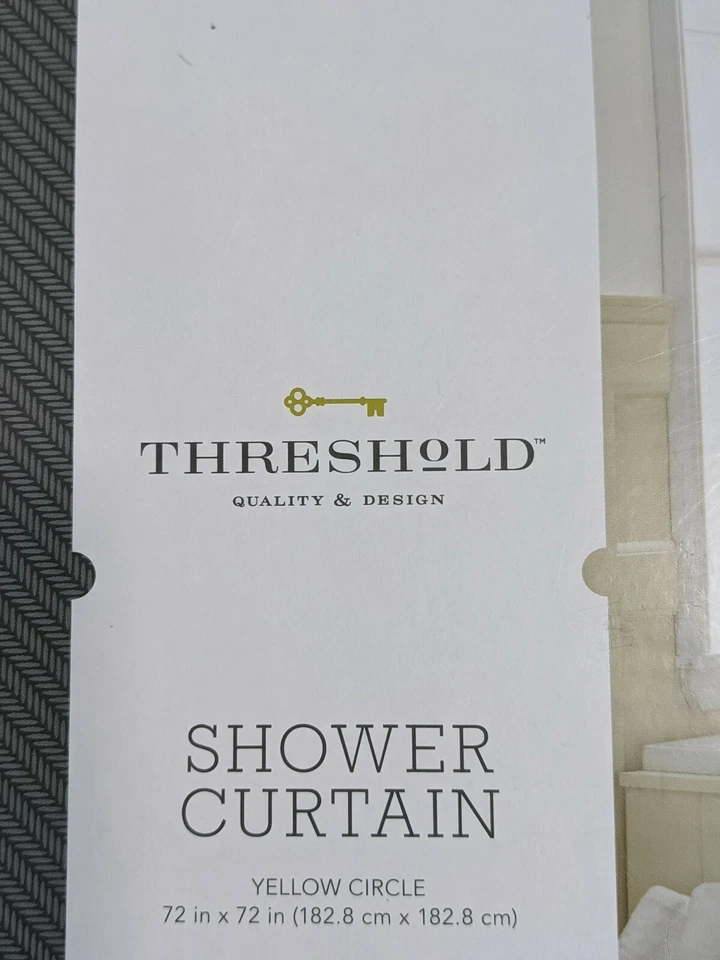 Cortina de Ducha Umbral Amarillo Círculo 72 x 72" 100% Algodón Foto 2 de 4