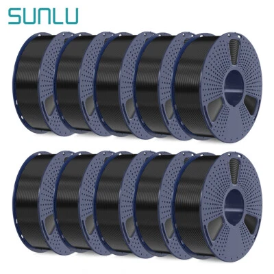10*1KG SUNLU PLA+ Filament pour imprimante 3D 1.75mm Noir Résistant sans Bulles