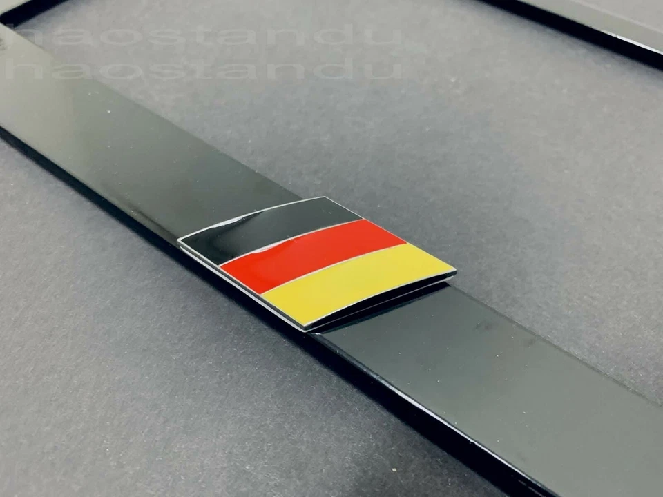 1x BANDERA ALEMANA 3D emblema NEGRO marco de matrícula de acero inoxidable LIBRE DE ÓXIDO Alemania Foto 2 de 2