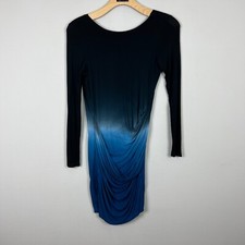 Young Fabulous & Broke Dress Small Black Blue Tie Dye Draped Long Sleeve Sheath