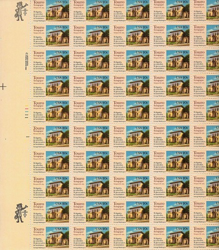 US 2017 @ (1982) 20c -MNH-VF to VF/XF-Touro Synagogue-Sheet of 50 EFO: Red dots - Picture 4 of 4