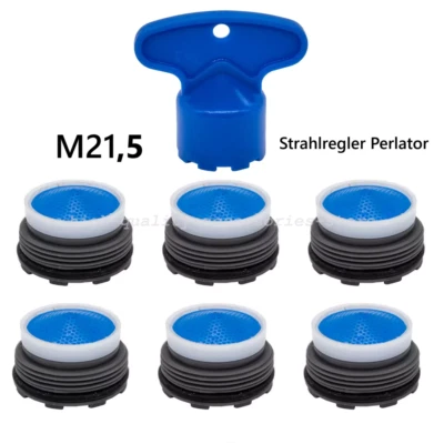 MARKENLOS 6 X Strahlregler Perlator M21,5 x 1 und 1 X Schlüssel für Perlator M21,5 x 1 DE