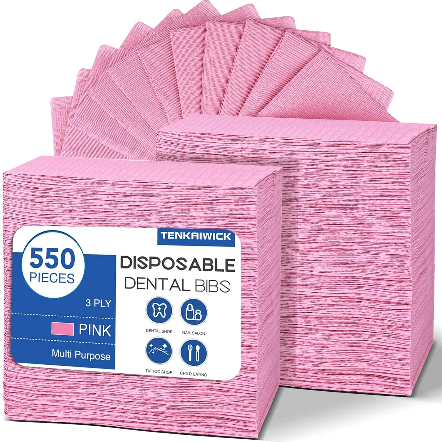 Paquete de 550 baberos dentales desechables de 33 x 45 cm, baberos impermeables