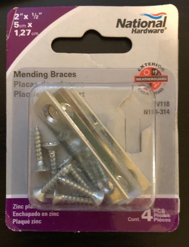 National Hardware N114-314 Mending Braces Zinc Plated - Set of 3/Three 2" x 1/2" - 第 1/1 張圖片