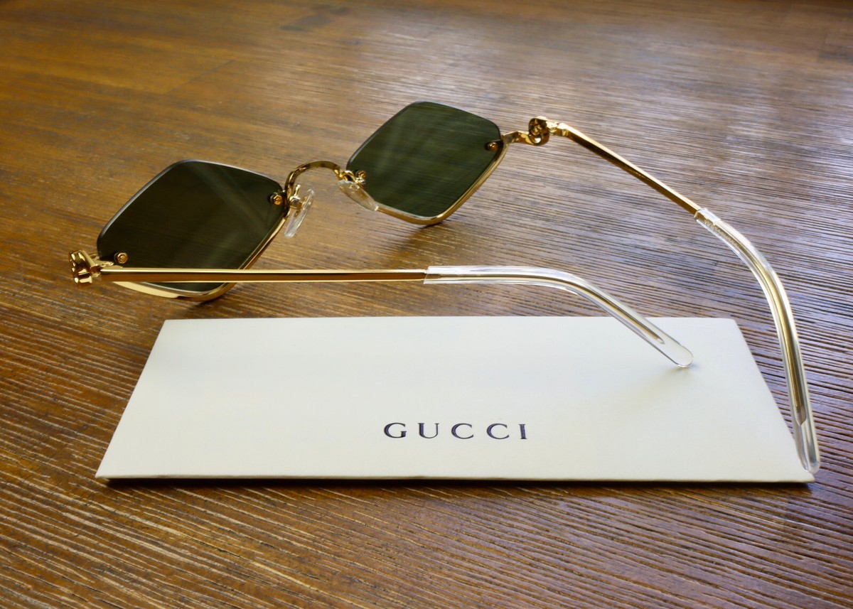 Gucci GG1604S 001 53mm Geometric Sunglasses in Gold/Green