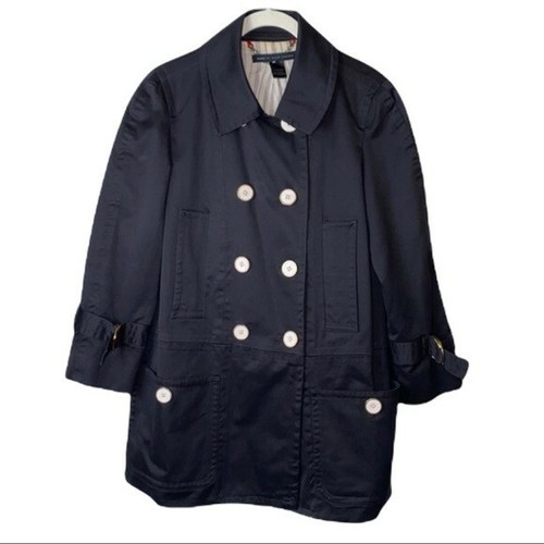 Black Peacoat Trench Style Jacket Size 