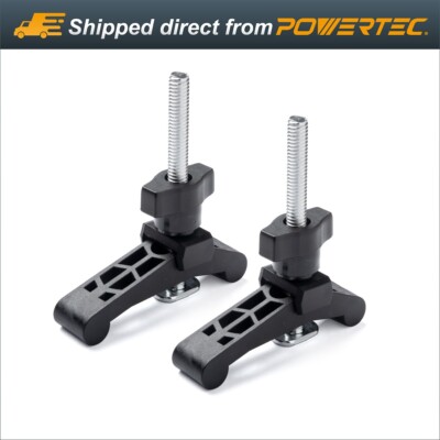 POWERTEC 71661 Mini T Track Hold Down Clamps, Reinforced Plastic, 2 PK