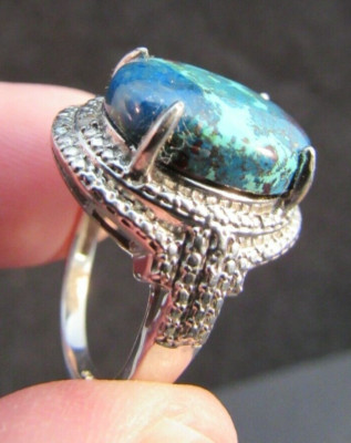 Designer ladies ring ''KARIS'' BLUE AGATE SIZE 6.5 5.9g .925 Estate Sale!