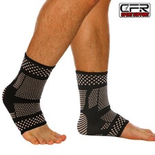Compression Copper Sleeve Ankle Support Brace Sock Arch Heel Foot Pain Relief