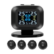 Wireless USB TPMS LCD Car Tire Pressure Monitoring System W/4 External Sensors