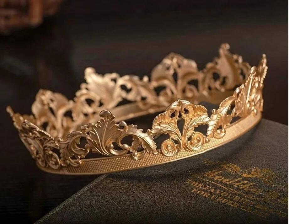 Gold Vintage Crown Hair Jewelry Royal King Crown Men Metal Prom Party Gift
