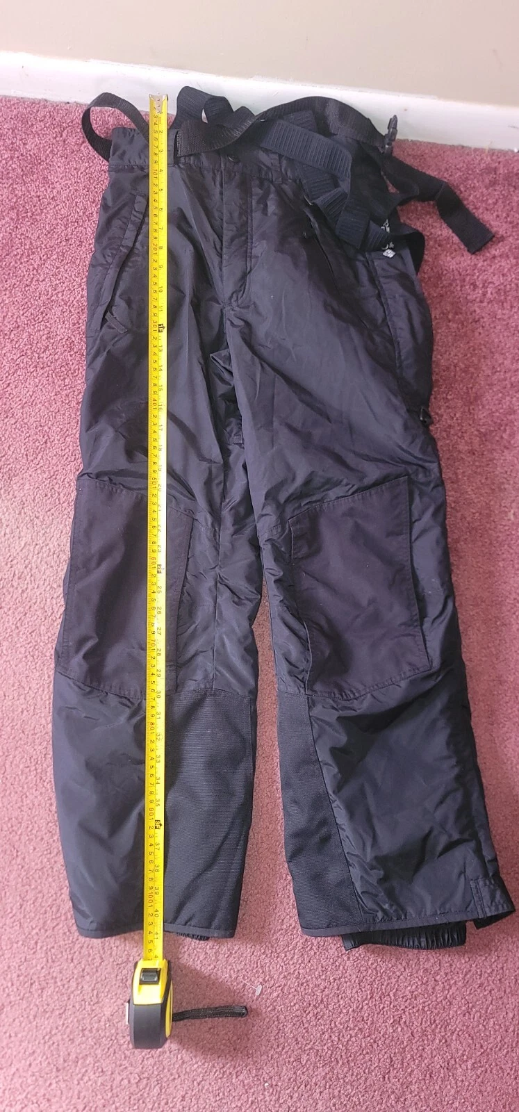 Colombia Snow Overalls Pants Mens Size Small Black Zip Ankles Zip Pockets Nylon