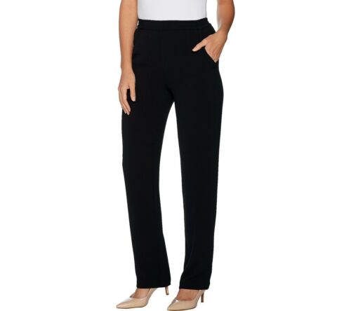 NWT Linea Louis Dell'Olio Petite Gauze Crepe Pull On Pants Black PXL NEW XLP