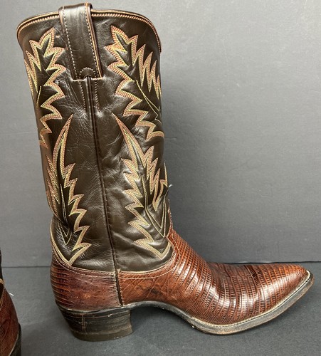 JUSTIN 9026 Mens Sz 8D Brown Teju Lizard Leather EXOTIC Cowboy Western Boots VTG - Picture 7 of 20