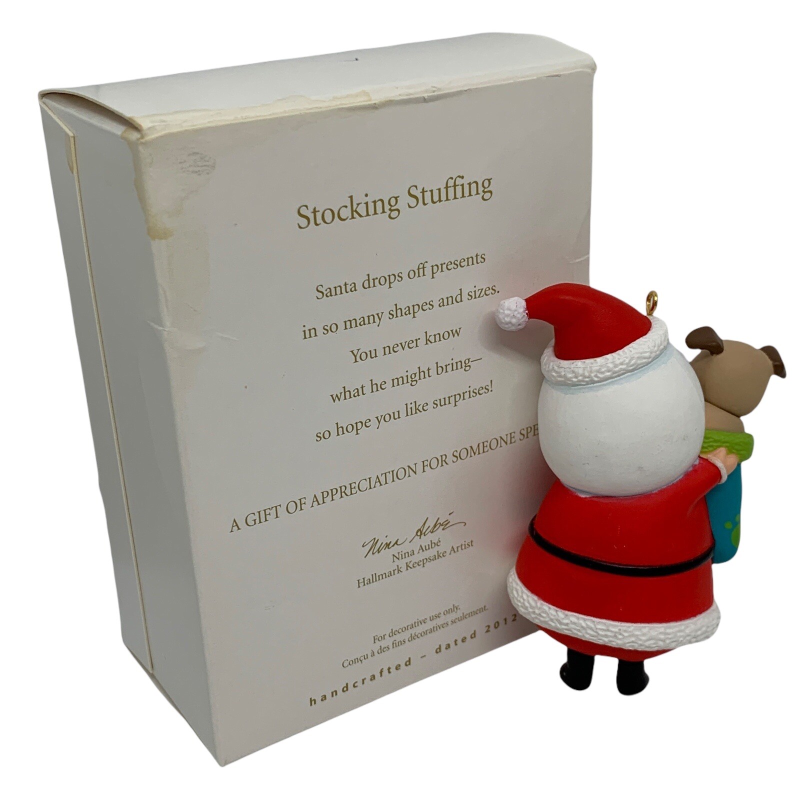 Hallmark Santa Dog Puppy Christmas Tree Ornament Keepsake Stocking