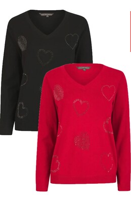 Neu Ex Bonmarche Damenpullover Herzdetail Übergröße Größe 20 22 24 26