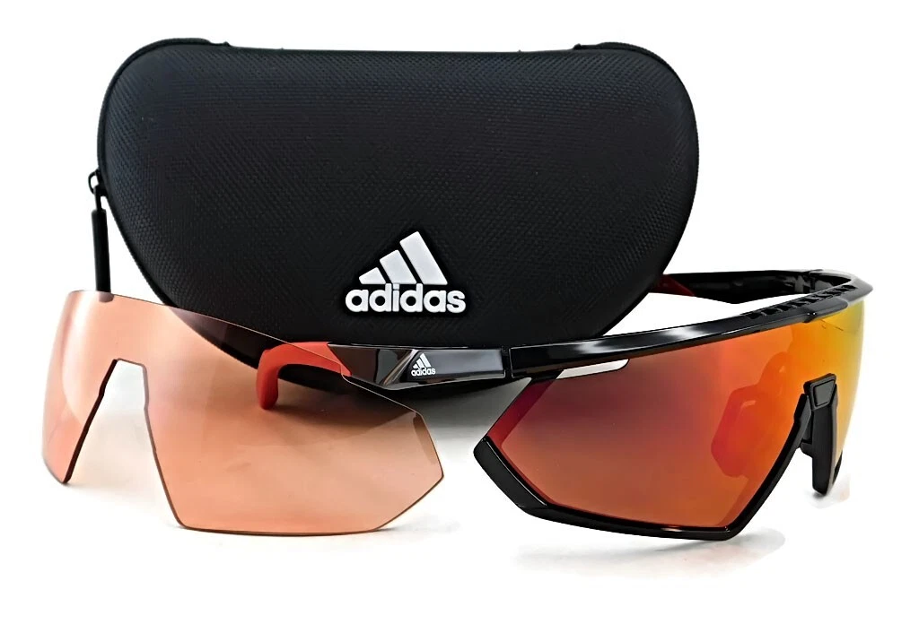 New Adidas Sport Sunglasses SP0001 01L Shiny Black Red