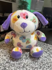 Sweethearts Spangler Candy Company Stuffed Puppy Dog Valentine Hearts Purple Paw