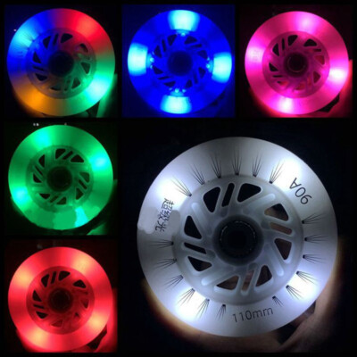 Light up Wheels for Inline Skate Scooters with Bearings 90mm, 100mm, 110mm 2-Pcs