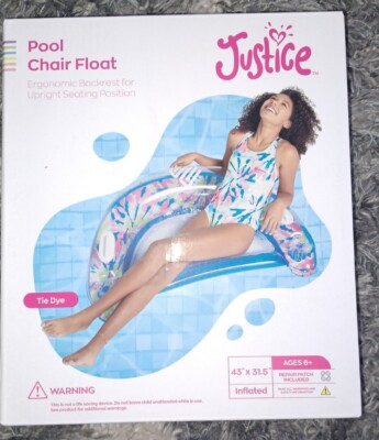 Justice Inflatable Chill-Out Pool Chair Float new in box tye dye