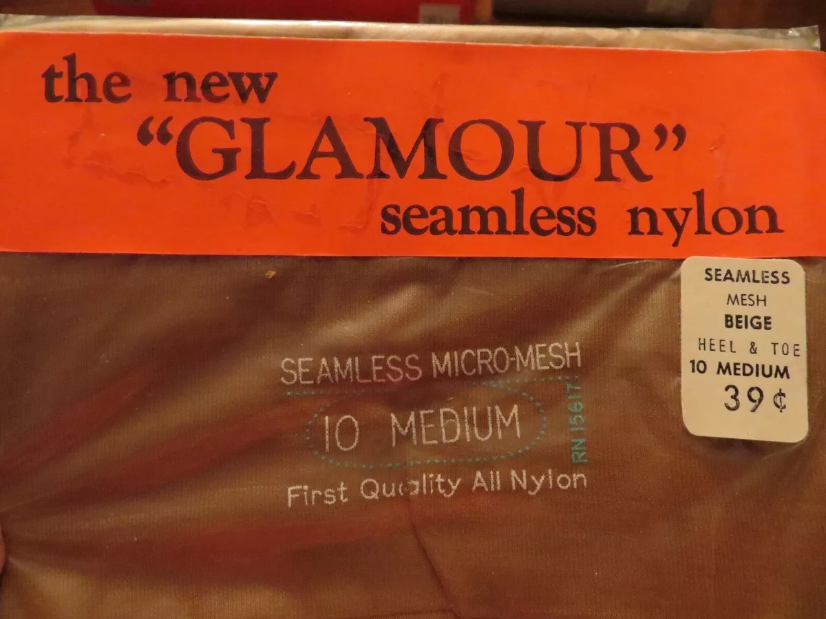 Vintage nylon stockings for garters size 10 medium seamless mesh