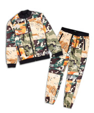 Reason Men's Allover Camo Mixed Print Track Set Tracksuit 2 Piece Large