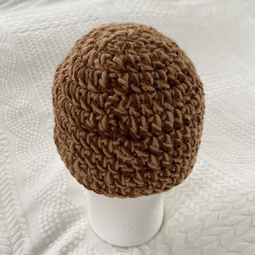Adult Handmade Thick Warm Crochet Beige Brown Skull Cap Beanie Hat Kufi - Picture 4 of 5