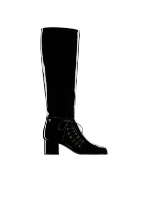 CHANEL/シャネル　アザーオープン・ハイヒール　06C 38.5/24.5 $1675 CHANEL SISSY RUNWAY BLACK TALL CORSET ZIPPER BOOTS EU 40 I
