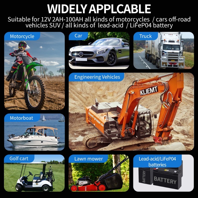 12V 6A Smart Battery Charger w/ Adapter Mode for AGM LiFePO4 Car Lawn Mower