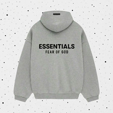 Fear of God Essentials Men’s Essentials Gray Pullover Hoodie Logo Size S