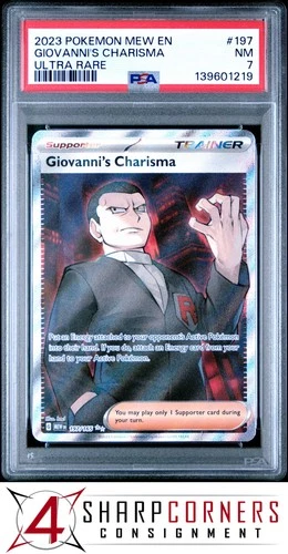2023 POKEMON MEW EN-151 ULTRA RARE #197 GIOVANNI'S CHARISMA PSA 7