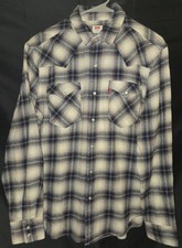 Levi's Medium The Western Shirt Standard Fit Pearl Snap Plaid Purple Brown