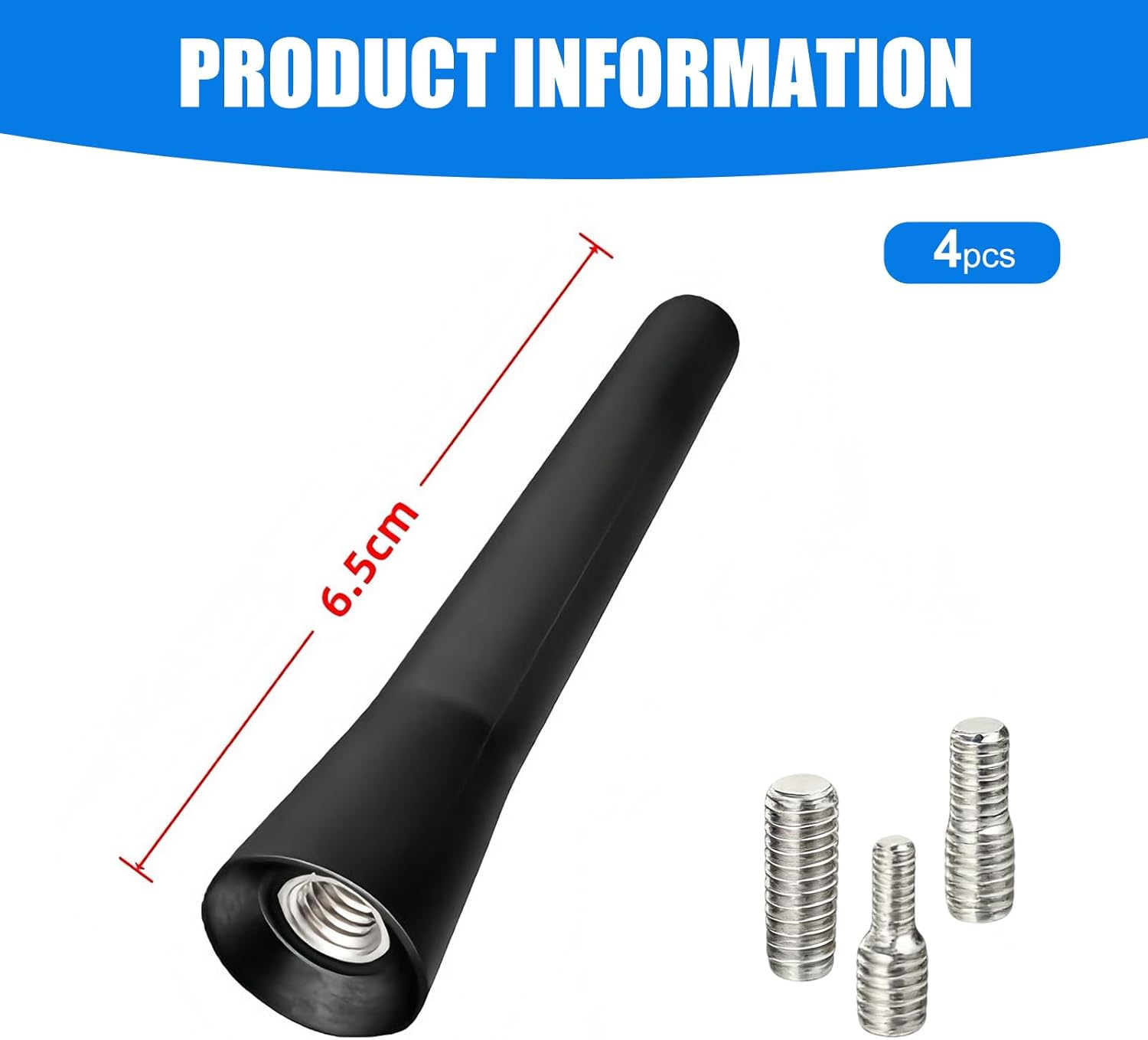 Mini Car Short Antenna| 6.5CM Auto Universal Aerial with Aluminum Screw| AM/FM/D view 2