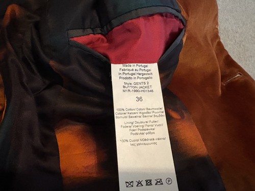 Paul Smith Velvet Burnt Orange 2 Button Blazer Jacket Mens 36 - Picture 4 of 7
