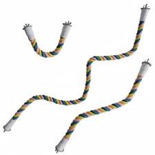 Parrot Rope Perch Bird Perch Stand Rotate Pink Yellow Blue M