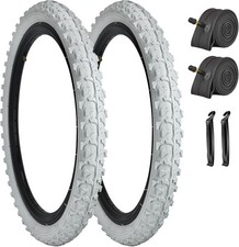 2 Pack 16x1.95 18x1.95 20x1.95 Inch Mountain Bike Tires and Tubes White with AV