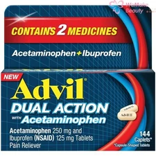 Advil Dual Action With Acetaminophen Pain Reliever 144 Caplets