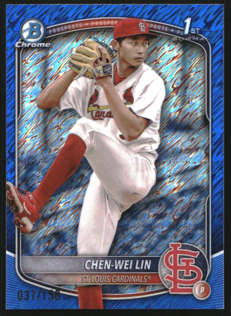 2025 Bowman Chrome Prospects Blue Shimmer Refractors #BCP141 Chen-Wei Lin /150