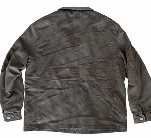 Weatherproof Men XL Faux Suede Perforated Full Zip Jacket Brown Gray Lightweight image 4