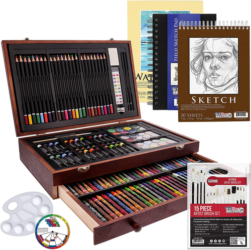 162-teiliges Deluxe Mega Holzbox Kunst Malerei und Zeichnung Set - Künstler Malerei Pa - Bild 10 von 11