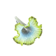 Epergne Horn Flower Replacement Green Opalescent Glass 11 1/2”