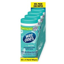 Wet Ones Be Gentle Canisters Antibacterial Hand Wipes 200 Wipes Kills 99.9% of