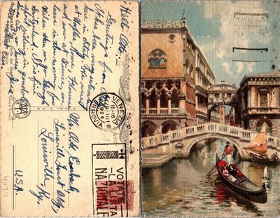 Venice Italy Bridge of Sighs Postcard Used (40211)